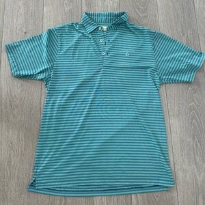 Donald Ross Men's Polo Golf Green and blue stripped shirt